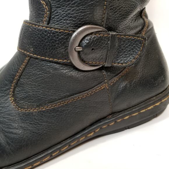 b.o.c Women's Black Pebbled Leather Flat Heel Riding Boots Size 11 - Picture 5 of 13